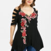 Plus Size Cut Embroidery Top  For Women