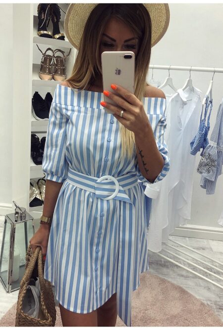 Half Sleeve Slash Neck Dress