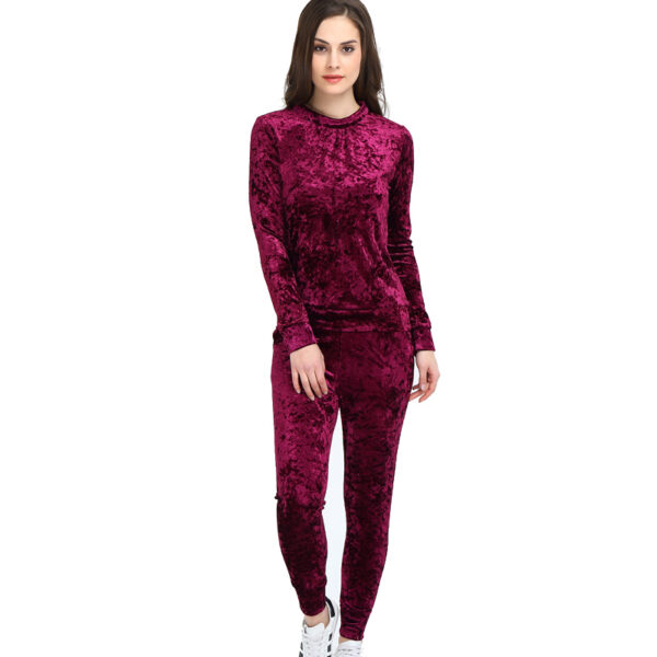 Women's Two Piece  Velvet Winter Tracksuit Set - Image 2
