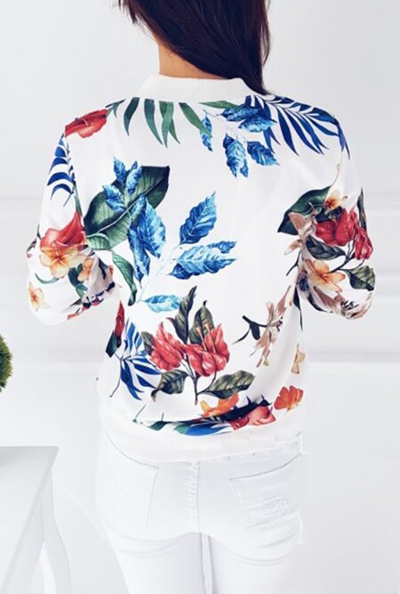 Ladies Retro Floral Zipper Up