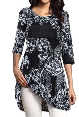 Long Sleeve Tunic Top Blouse Floral Printed