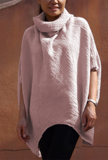 Cowl Neck Pullover Asymmetric Hem Tunic