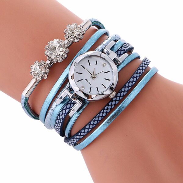 Rhinestone Leather Bracelet Watch - Image 6