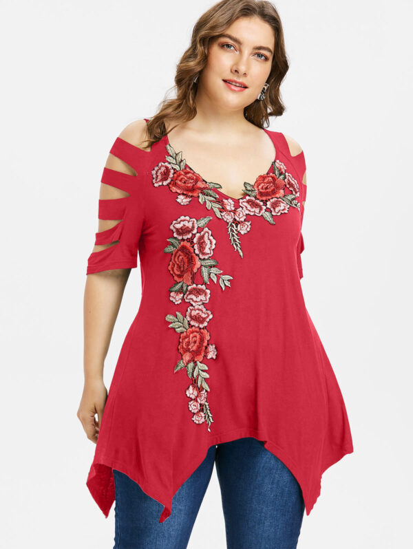 Plus Size Cut Embroidery Top  For Women - Image 3