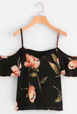 Floral Print Short Blouse Crop Top