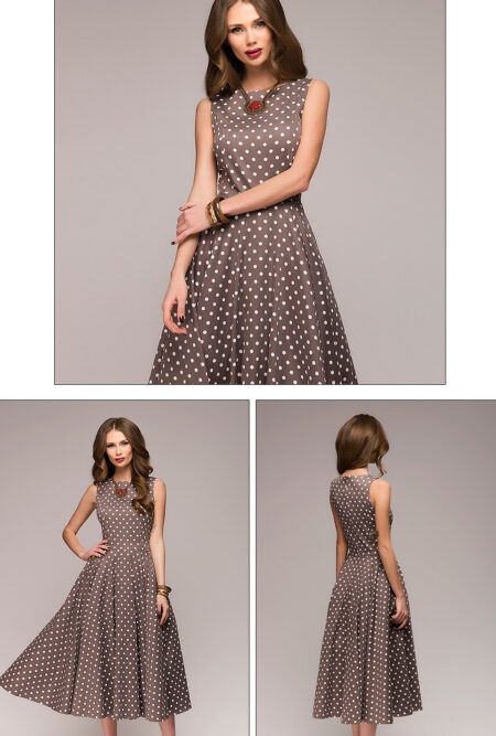 New sleeveless O-neck Mid calf Vintage Dress