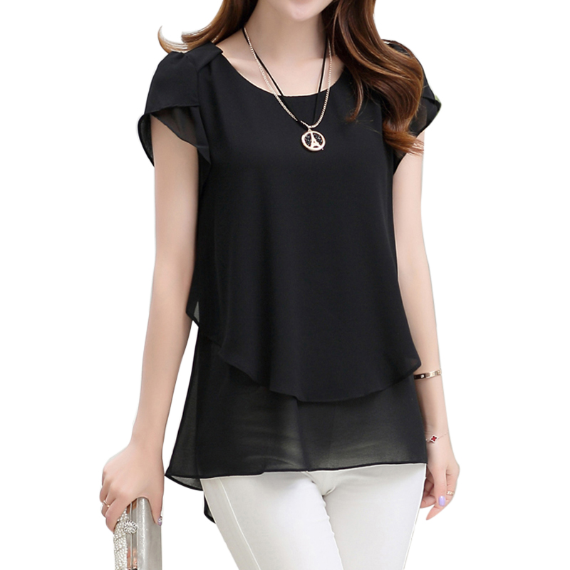 Elegant Plus Size Ruffles Chiffon Blouse - Image 2