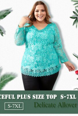 Elegant Floral Lace Plus Size Blouse
