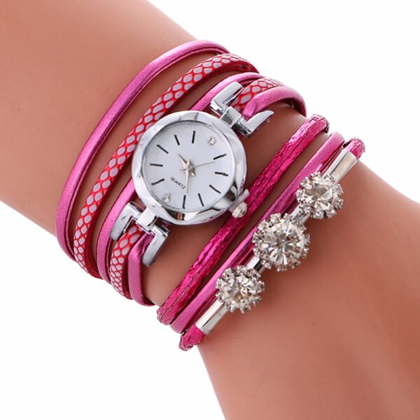 Rhinestone Leather Bracelet Watch