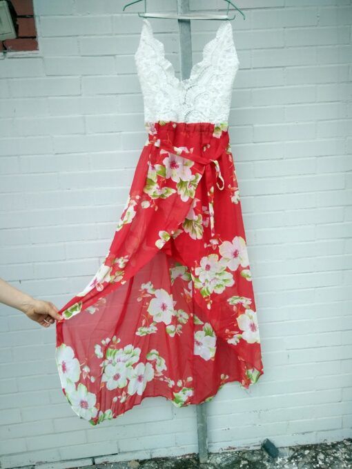 Summer Style Women'S Lace Long Flower Print Dress - Image 3