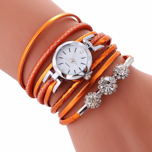 Rhinestone Leather Bracelet Watch - Image 4