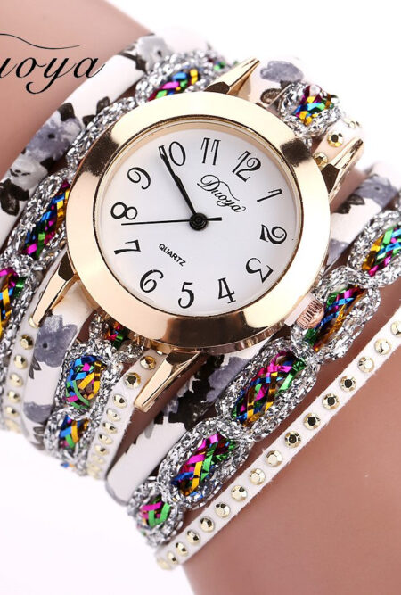 Popular Quartz Diamond Leather Bracelet Watch