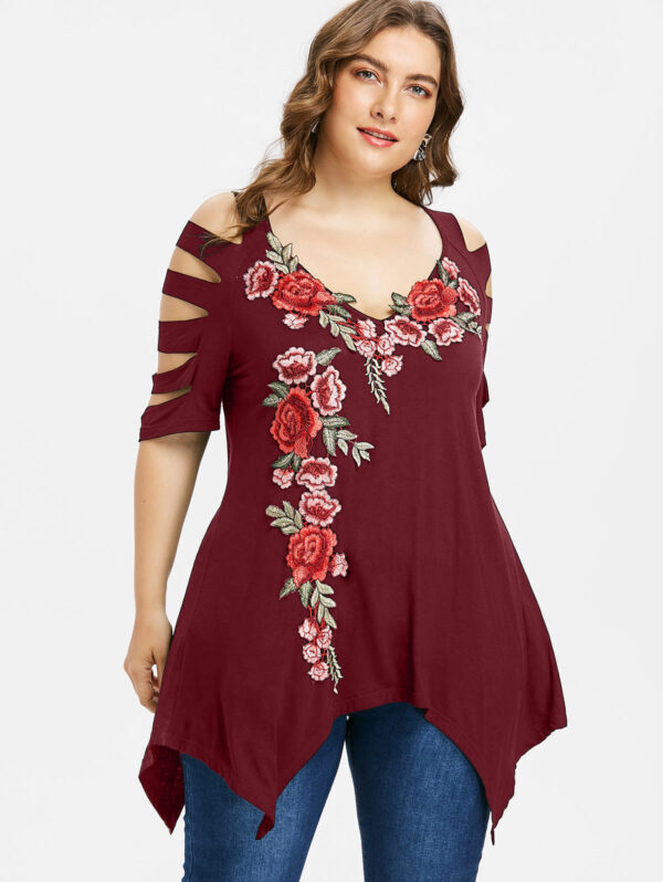 Plus Size Cut Embroidery Top  For Women - Image 4