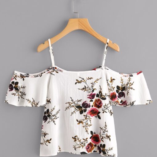 Floral Print Short Blouse Crop Top - Fashion Design Store