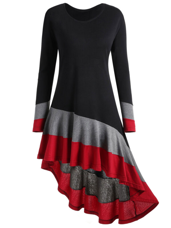 Plus Size  Asymmetric  Long Sleeve Dress