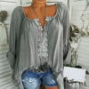 Long Sleeve Lace Shirt Top Plus Size