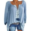 Long Sleeve Lace Shirt Top Plus Size - Image 3