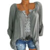 Long Sleeve Lace Shirt Top Plus Size - Image 2