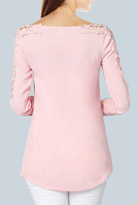 Elegant  Lace Chiffon  Women’s Long Sleeve Blouse