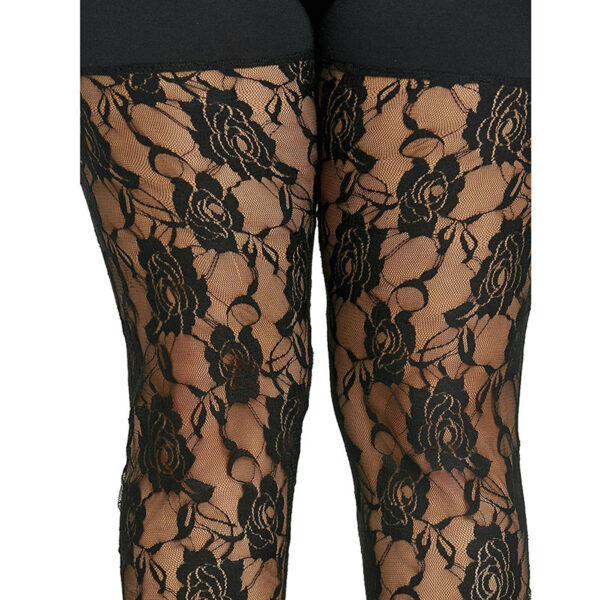 Plus Size High Waist Black Sexy Floral Lace Sheer Legging - Image 2