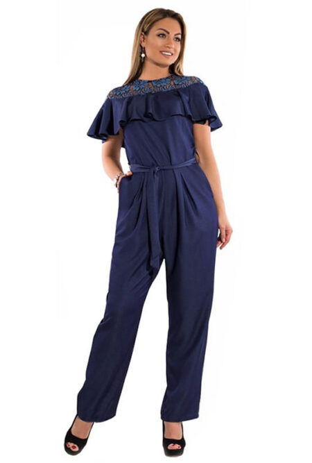 Elegant Plus Size Short Sleeve Ladies Jumpsuit
