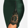Pencil Zip Up Skirt, Lace Insert, Fitted Faux Leather, - Image 3