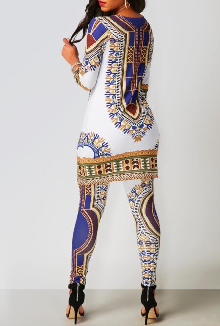 Two Piece Printed With Round Neck