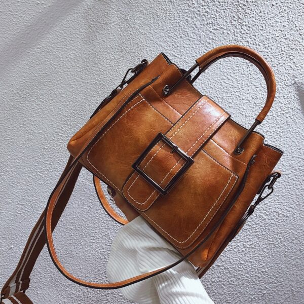 Retro Pu Leather  Large Capacity  Shoulder Bag - Image 5