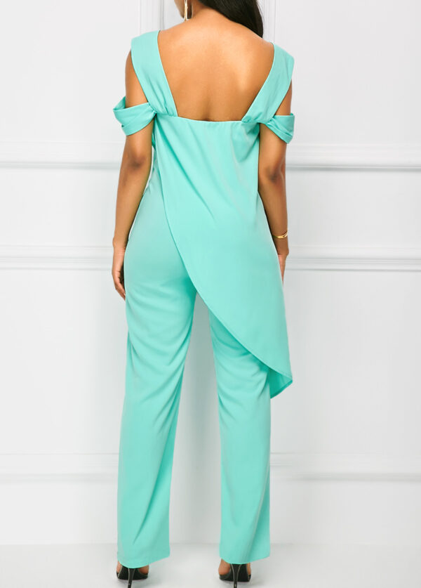 Open Back Strappy Cold Shoulder Overlay Jumpsuit - Image 5