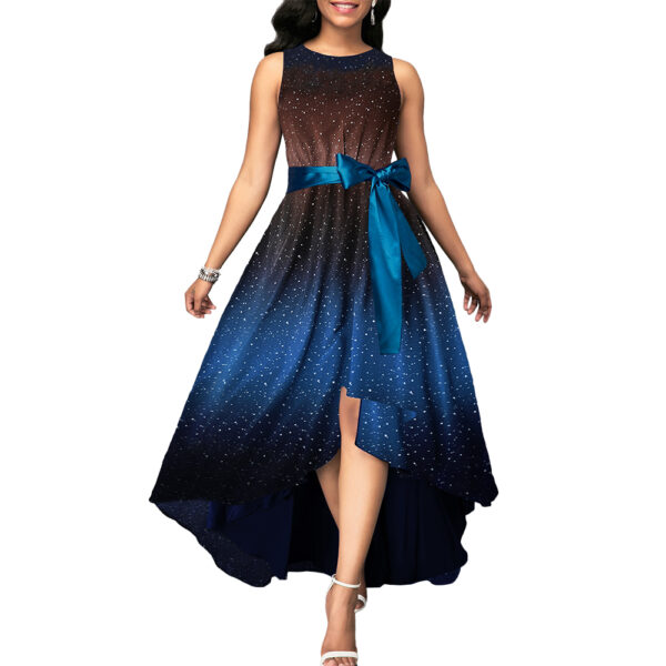 Sleeveless Belted Lace Panel Maxi Dress - Image 7