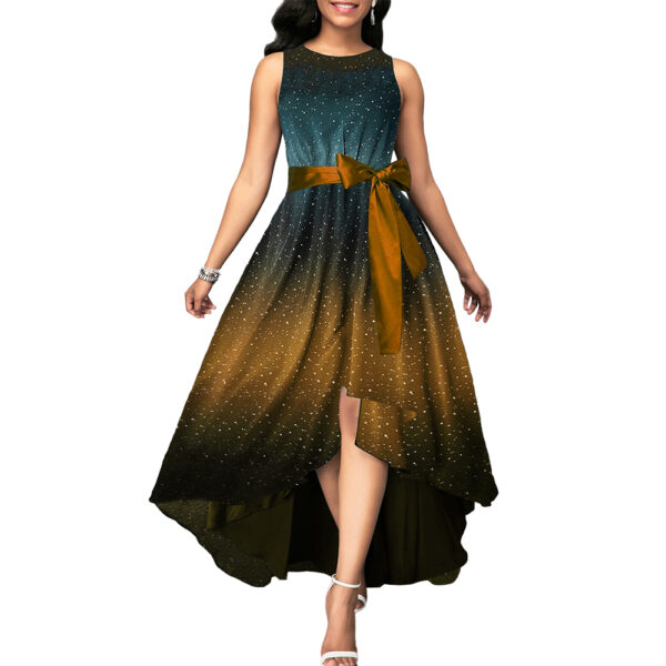 Sleeveless Belted Lace Panel Maxi Dress - Image 6