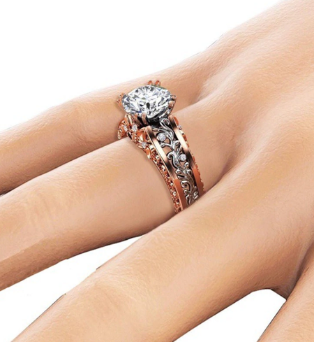 CZ Stone Jewelry Fashion Rose Gold Color Ring