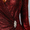 Wine Red Sequin Dress With Zipper Back - Image 3