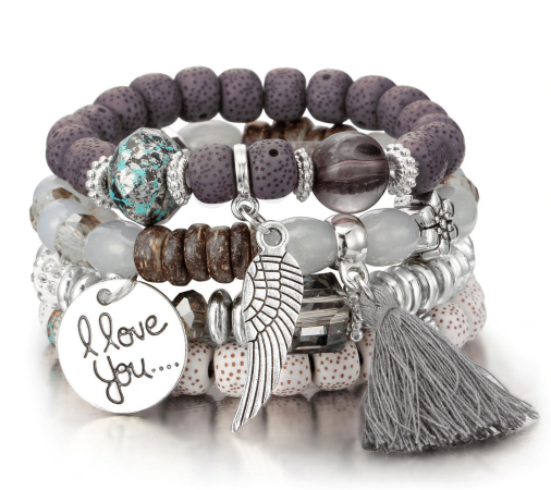 Vintage Bracelet Tassel Natural Stone Charms Wristband