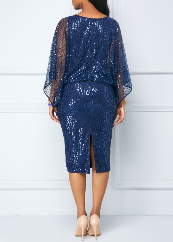 Back Slit Batwing Sleeve Sheath Dress - Image 3