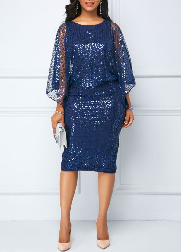 Back Slit Batwing Sleeve Sheath Dress