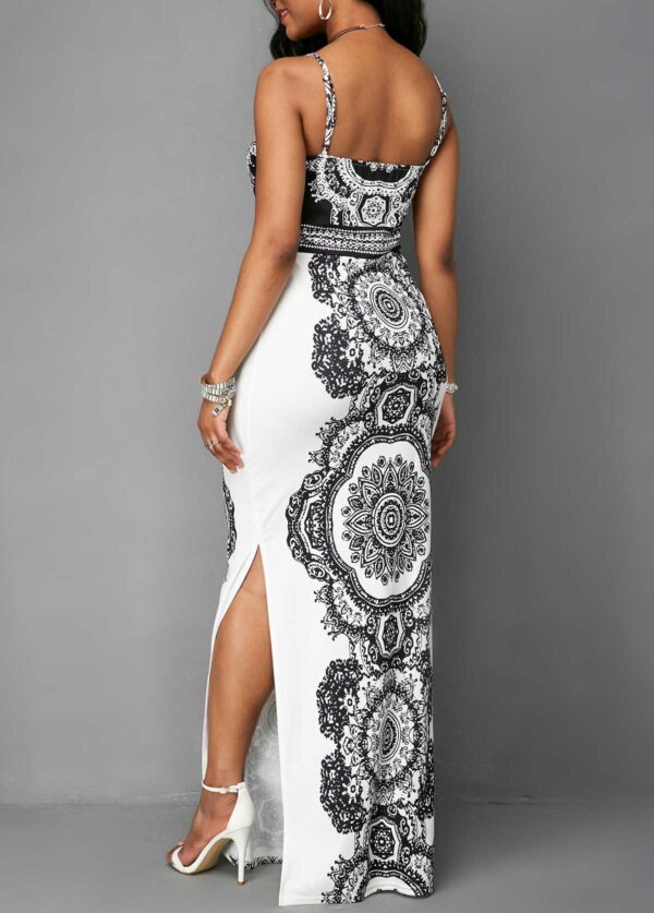 Side Slit Printed Spaghetti Strap Maxi Dress - Image 3