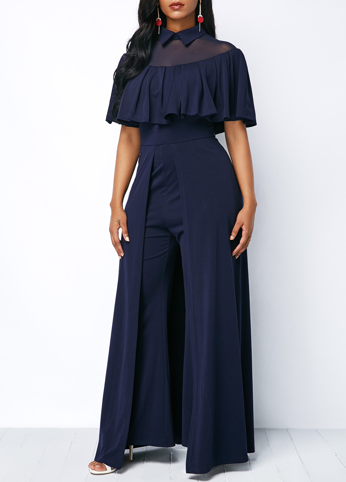 Ruffle Overlay Zipper Back High Waist Jumpsuit Fashion Design Store Ruffle Overlay Zipper Back High Waist Jumpsuit Fashion Design Store
