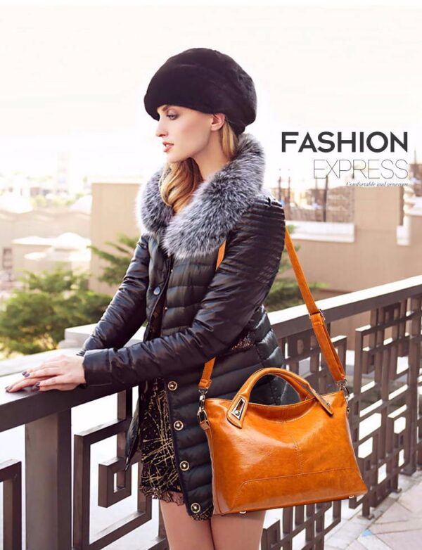Women's Oil Wax Leather Designer Handbag - Image 5