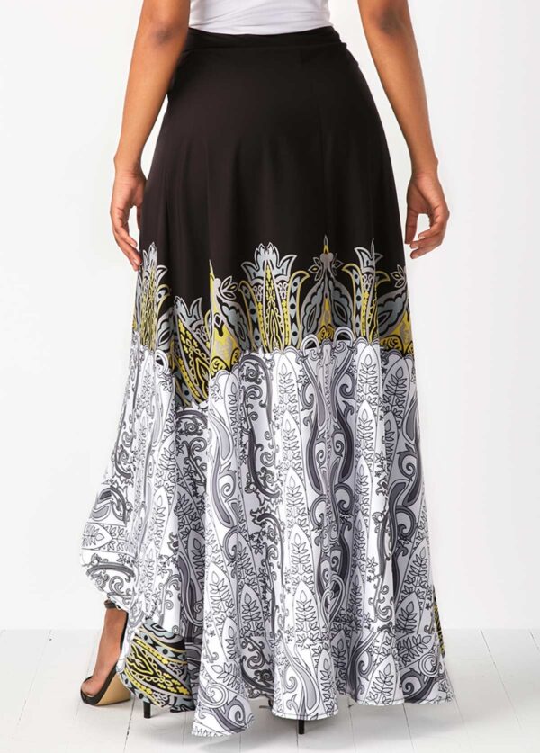High Waist Overlay Embellished Printed Black Pants - Image 2