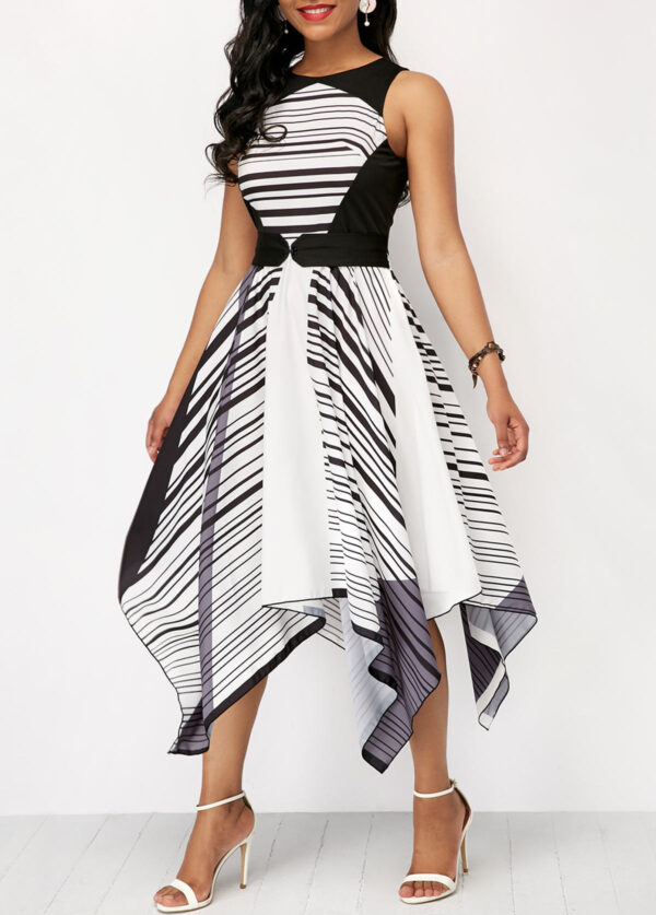 Sleeveless Cutout Back Asymmetric Hem Dress - Image 3