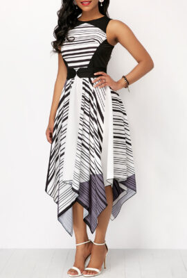 Sleeveless Cutout Back Asymmetric Hem Dress