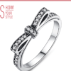 925 Sterling Silver Sparkling Bow Knot Stackable Ring Micro Pave - Image 2