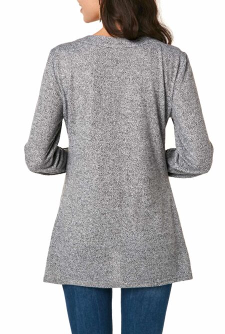 Long Sleeve Button Detail Light Grey Tunic