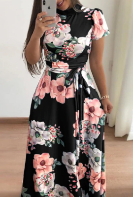 Boho Floral Print Maxi Dress