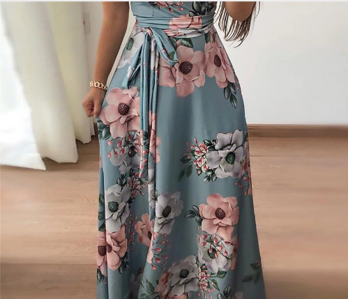 Boho Floral Print Maxi Dress - Fashion Design Store