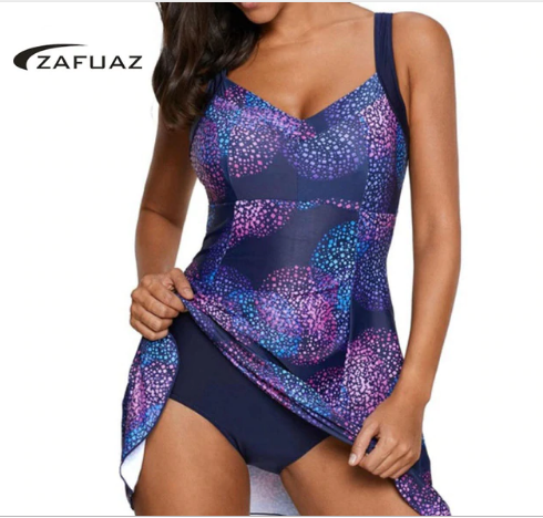 New Vintage Print Plus Size Tankini Swimsuit