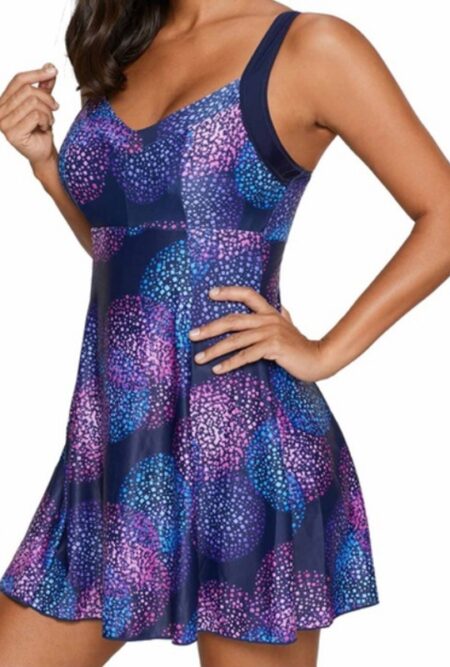 New Vintage Print Plus Size Tankini Swimsuit