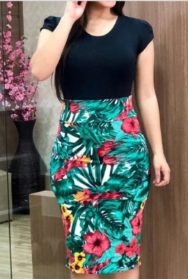 Elegant Floral  Evening Party Print Bodycon  Dress