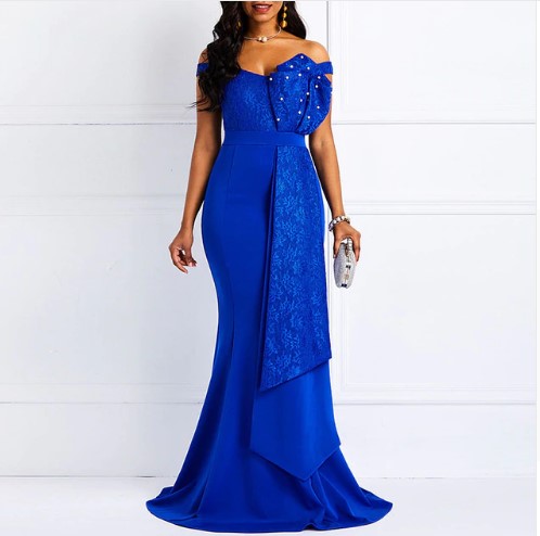 Off Shoulder Long Evening Party Dress